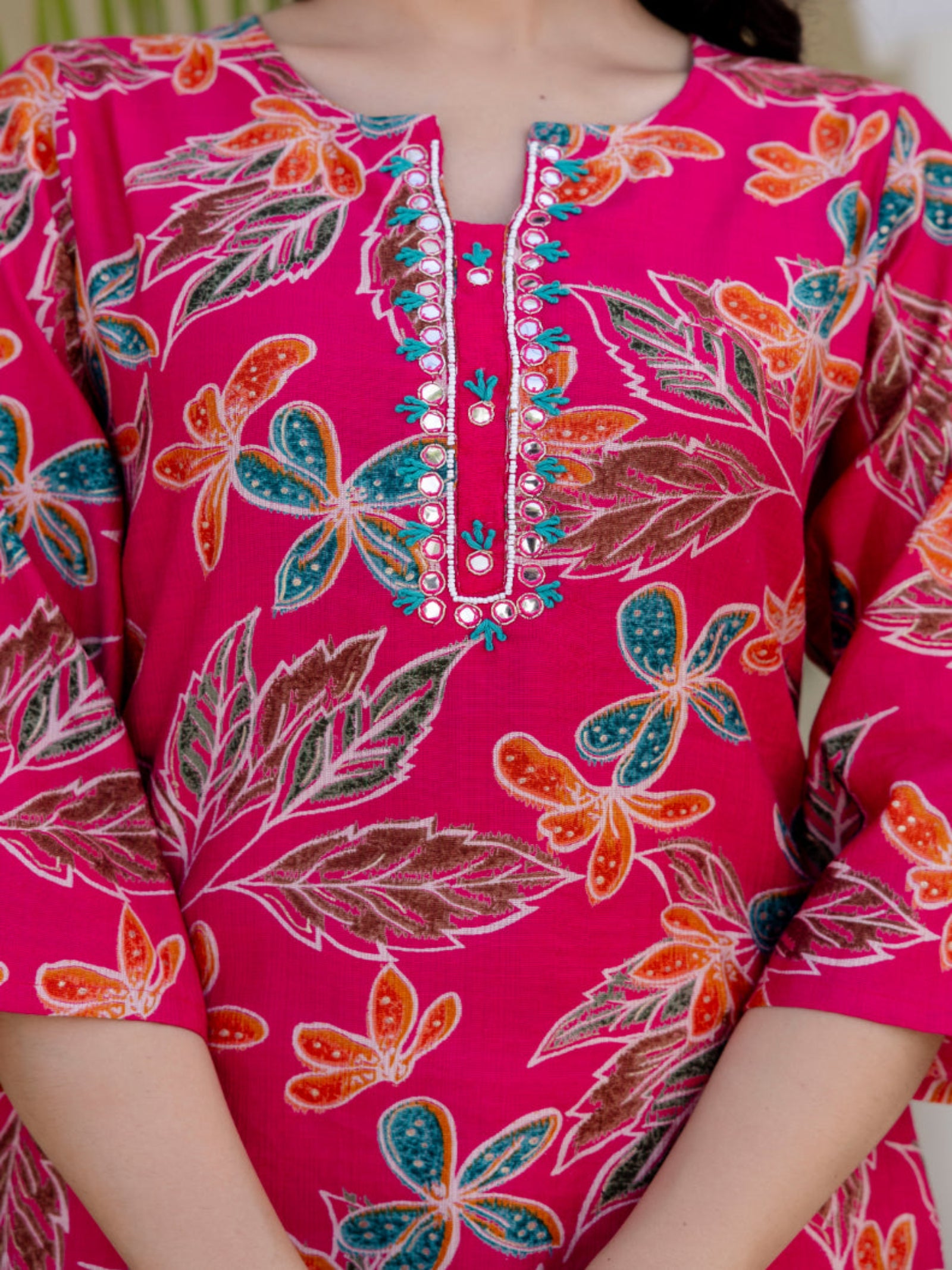 Maluka Women Pink Cotton Kurta Pant Duptta Set