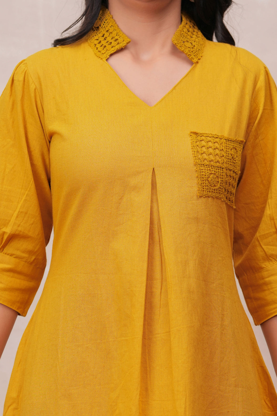 Maluka Women Cotton Mustard Printed Kurta