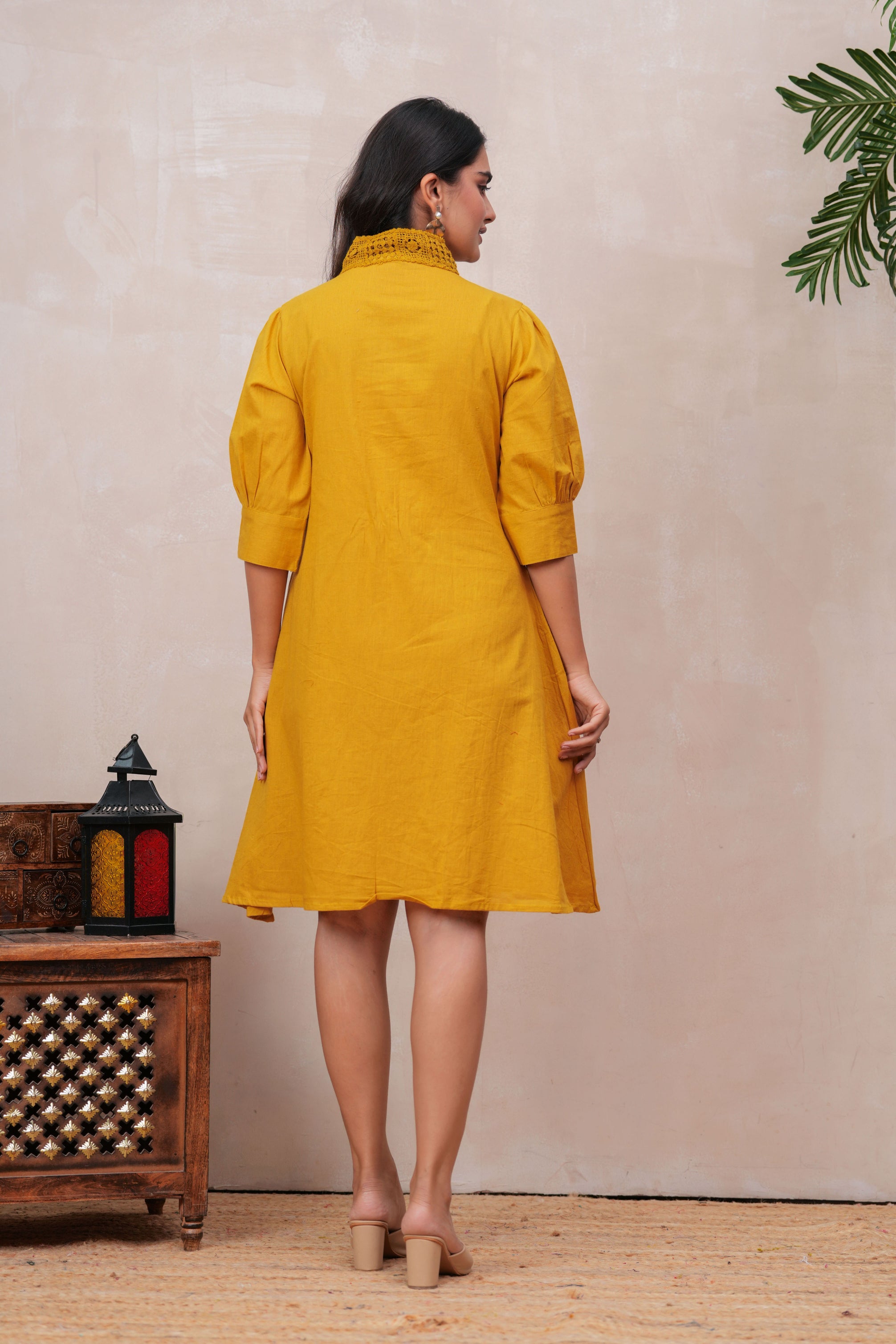 Maluka Women Cotton Mustard Printed Kurta