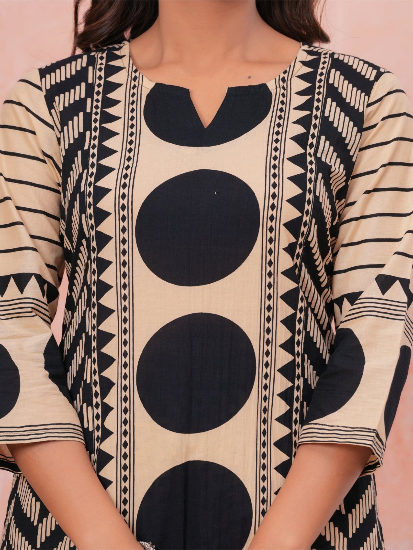 M2360_S_Black ZigZag Kurta Pant With Dupatta Set