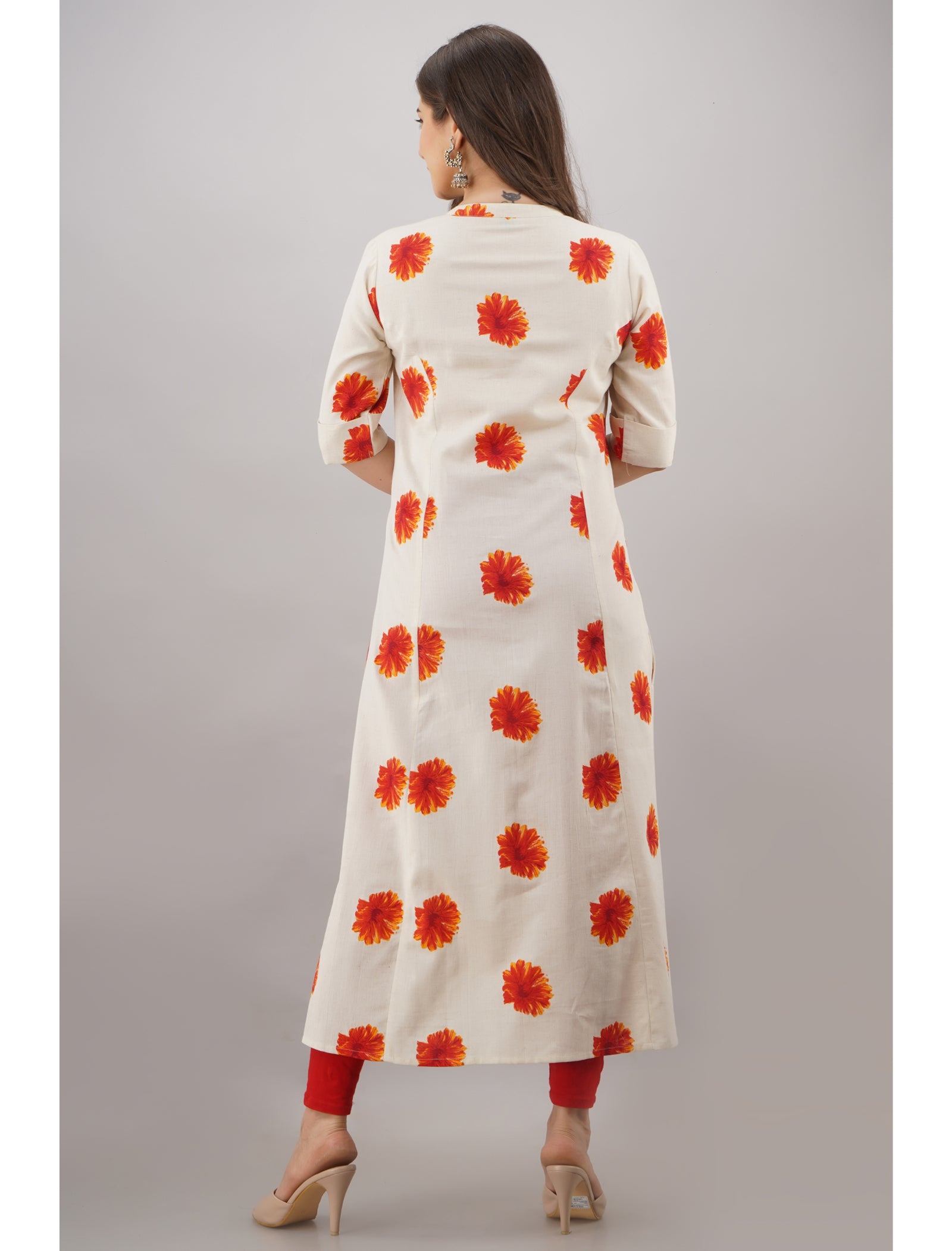 Maluka Women’s A-Line Cotton Floral Print Kurta with Pocket & Mandarin Collar